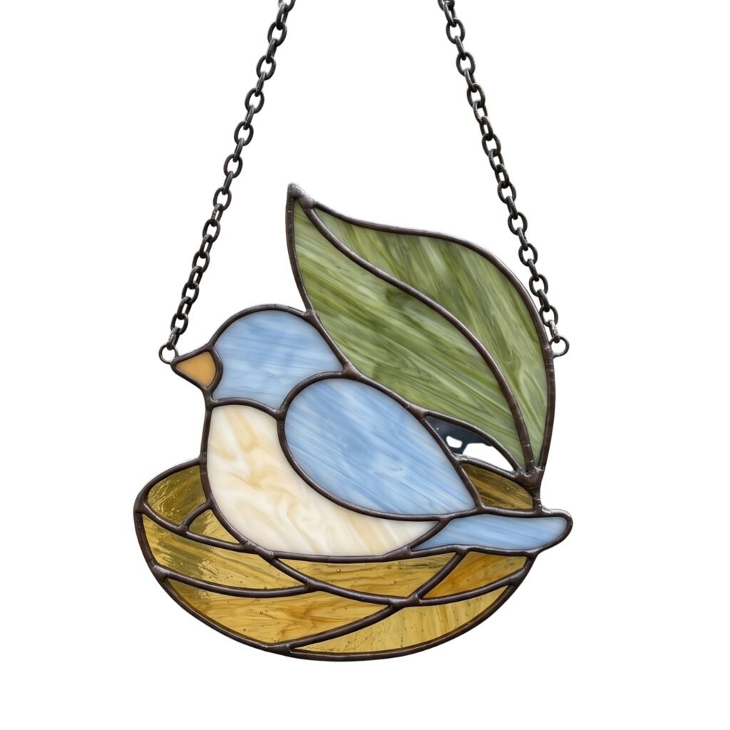 Bird in Nest Stained Glass Pattern