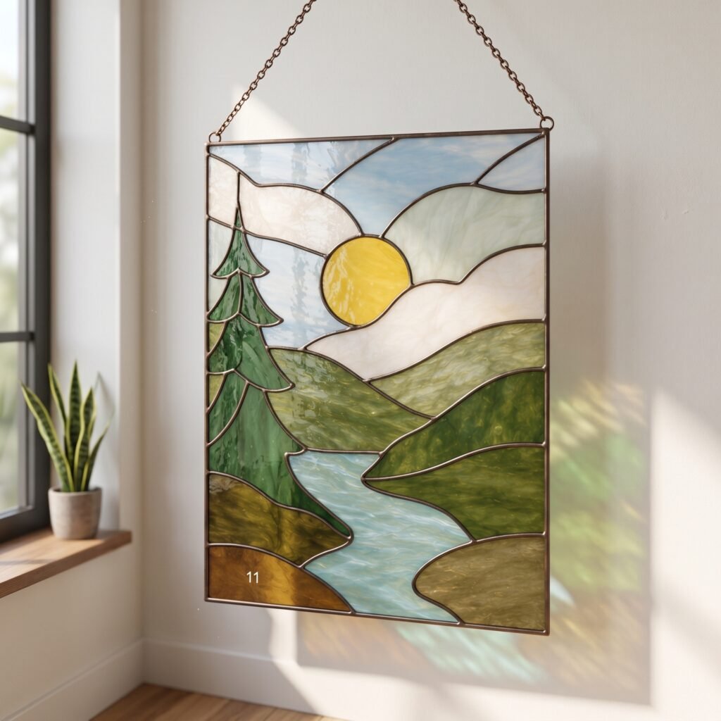 Mountain Landscape Stained Glass Pattern