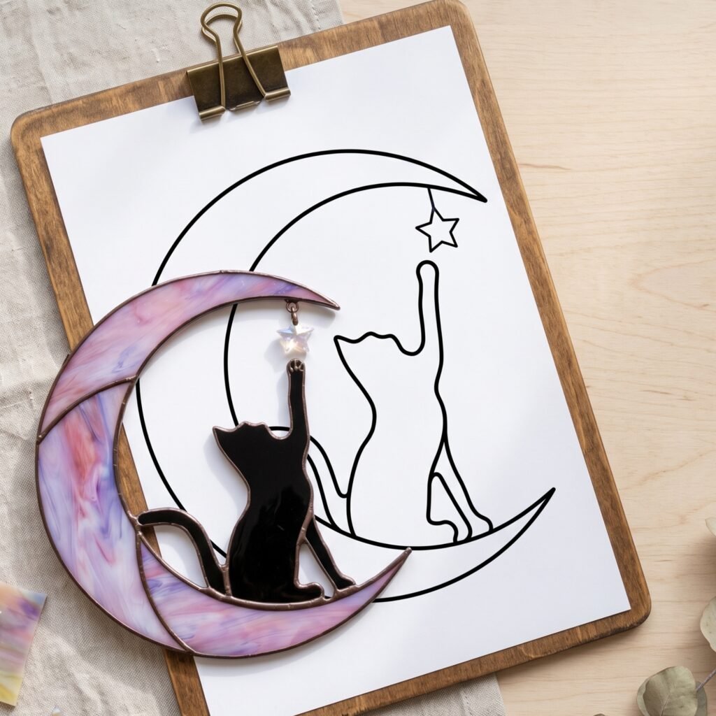stained glass cat